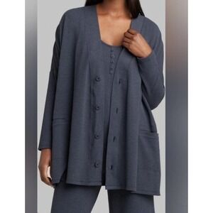 Tommy‎ John Womens Zen Waffle Cardigan Cosy Sweater Loungewear Midnight Sky Nwt